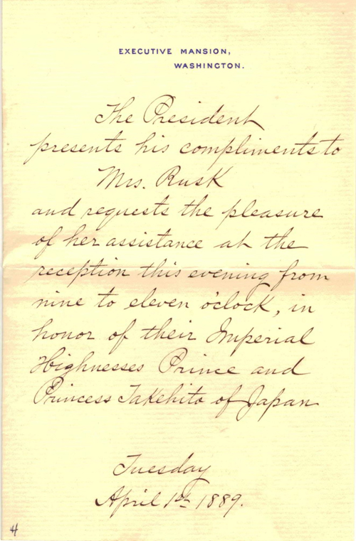 1889 Letter from the President